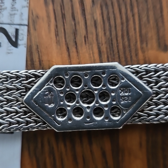 JOHN HARDY 18 KT GOLD DOT MESH 925 STERLING SILVER WOVEN BUCKLE SNAP CLOSE RARE - Picture 9 of 12